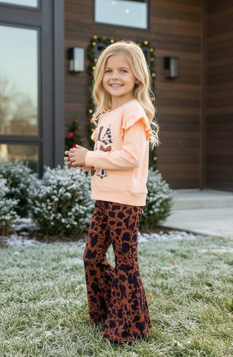 Cow print Christmas tree sweatshirt & bell bottoms