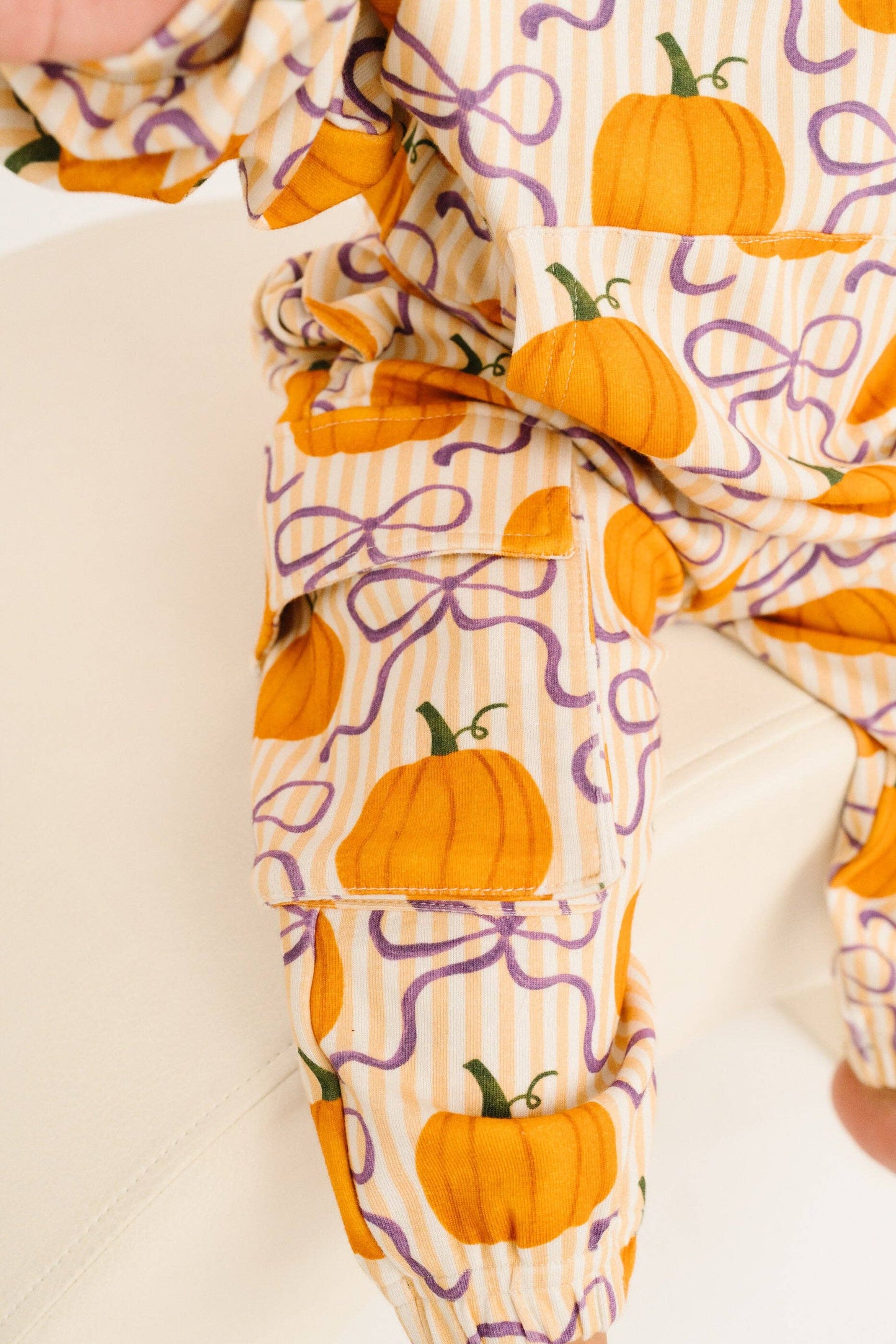 Little One Shop - Pumpkin & Bows Cargo Hoodie Set