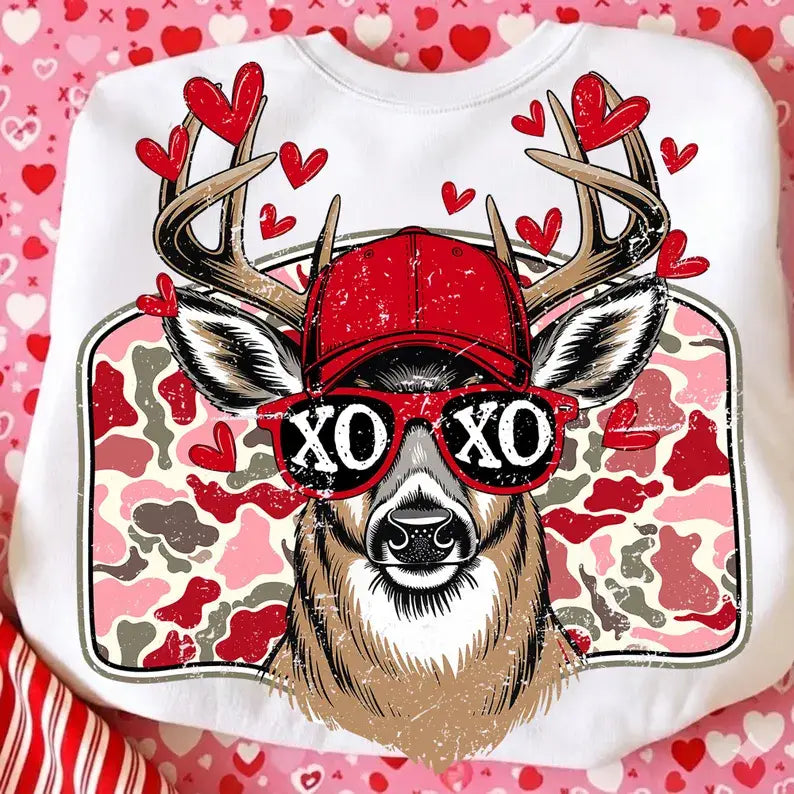 Front Porch Boutique - Valentines Day Deer Sweatshirt 