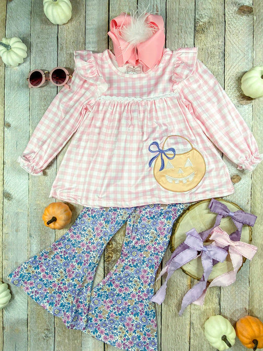 Trick or Treat Gingham & Floral Bell Bottoms Set