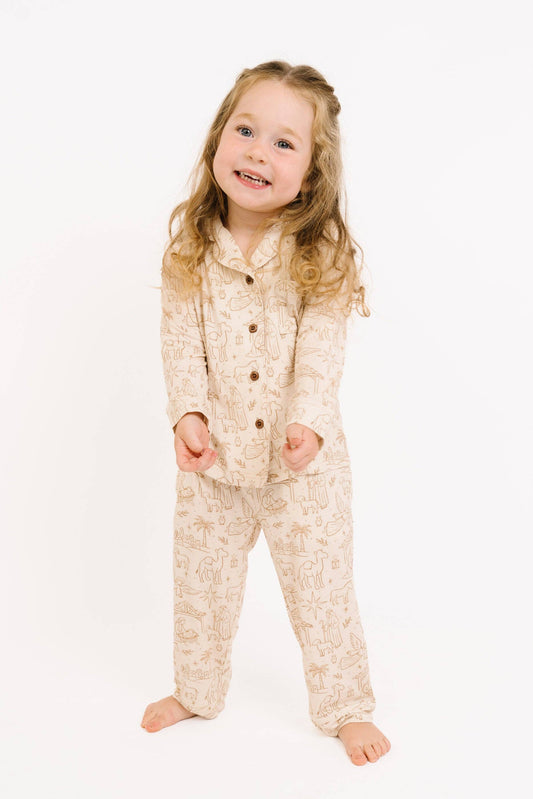 Nativity Kid Long Sleeve Bamboo Button Up Set