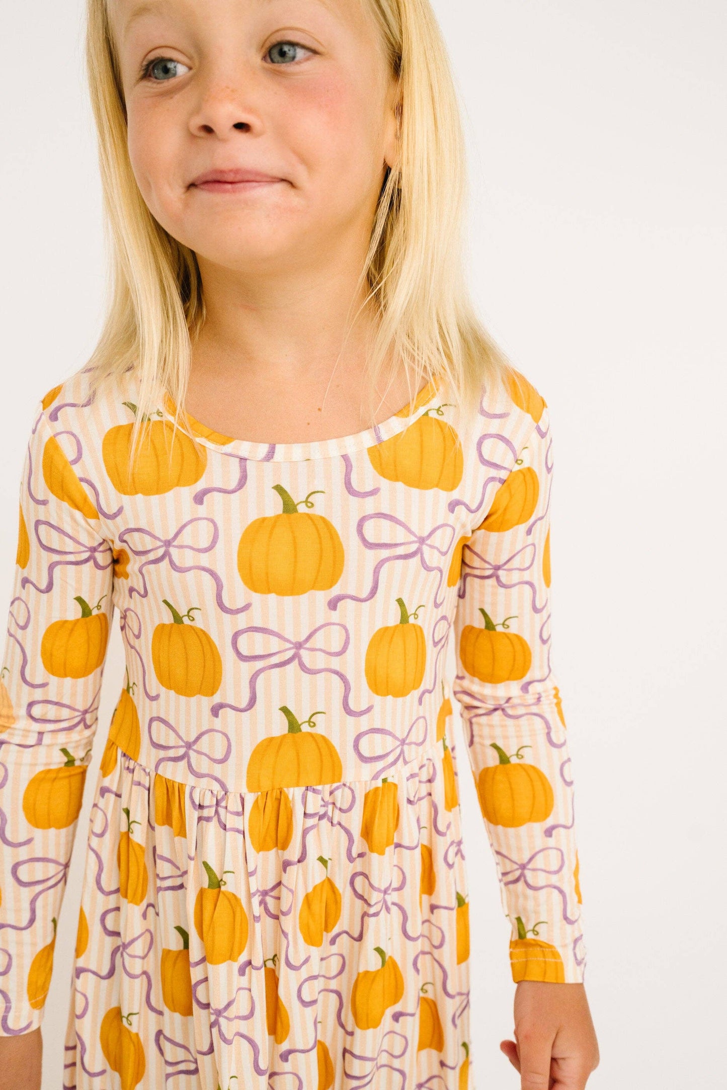 Little One Shop - Pumpkin & Bows Bamboo Dress
