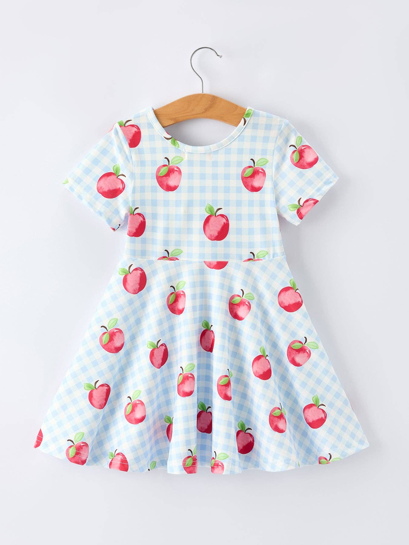 Rylee Faith Designs - Back to School Apple Plaid Girls Dress Short Sleeve