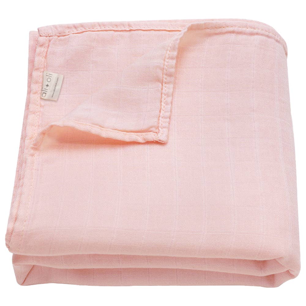 Ali+Oli - Bamboo Muslin Swaddle Blanket (Soft Pink)