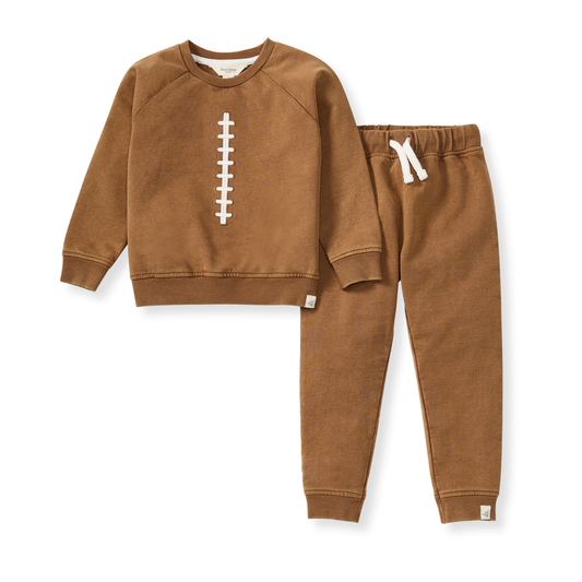 Burt's Bees Baby - Acid Wash Football Toddler Sweatshirt Set