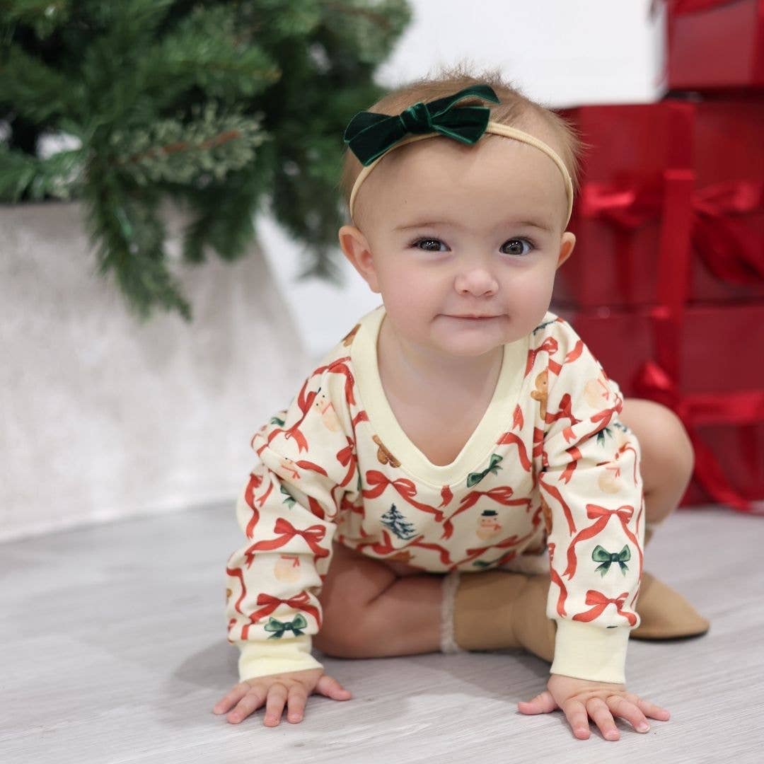 Sweet Wink - Christmas Cutie Long Sleeve Romper - Natural - Baby Clothing