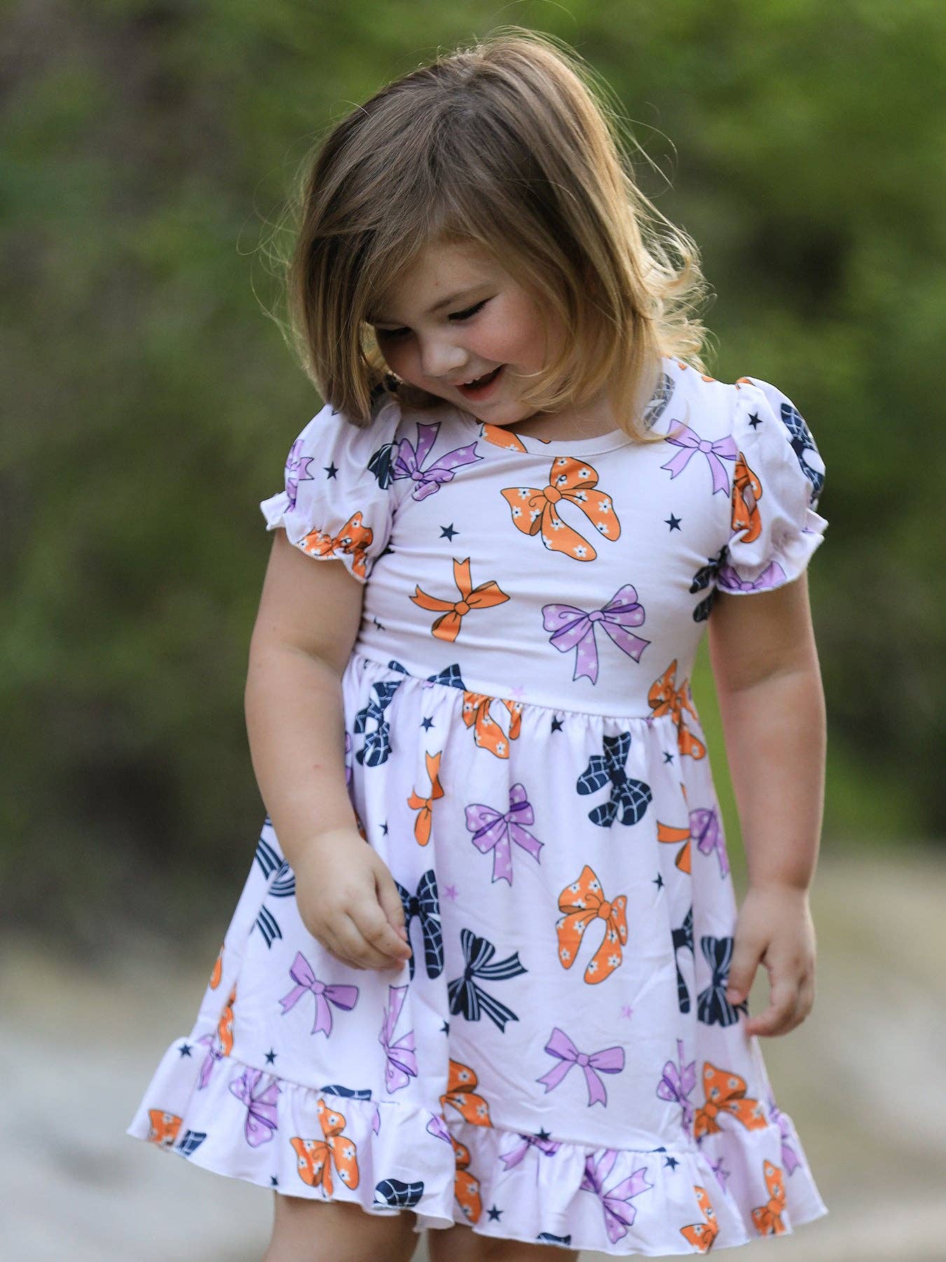 Rylee Faith Designs - Halloween Bow Print Cute Girls Dress