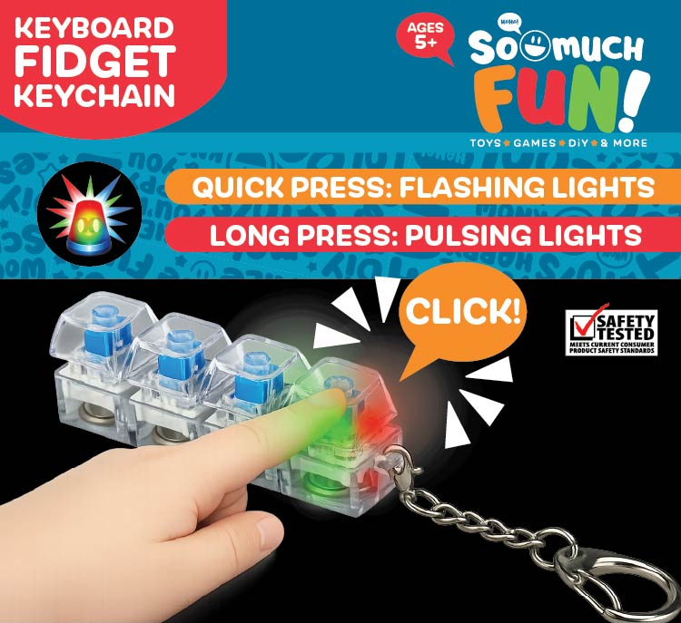 Keyboard Fidget LED Keychain Toy - 12/Display
