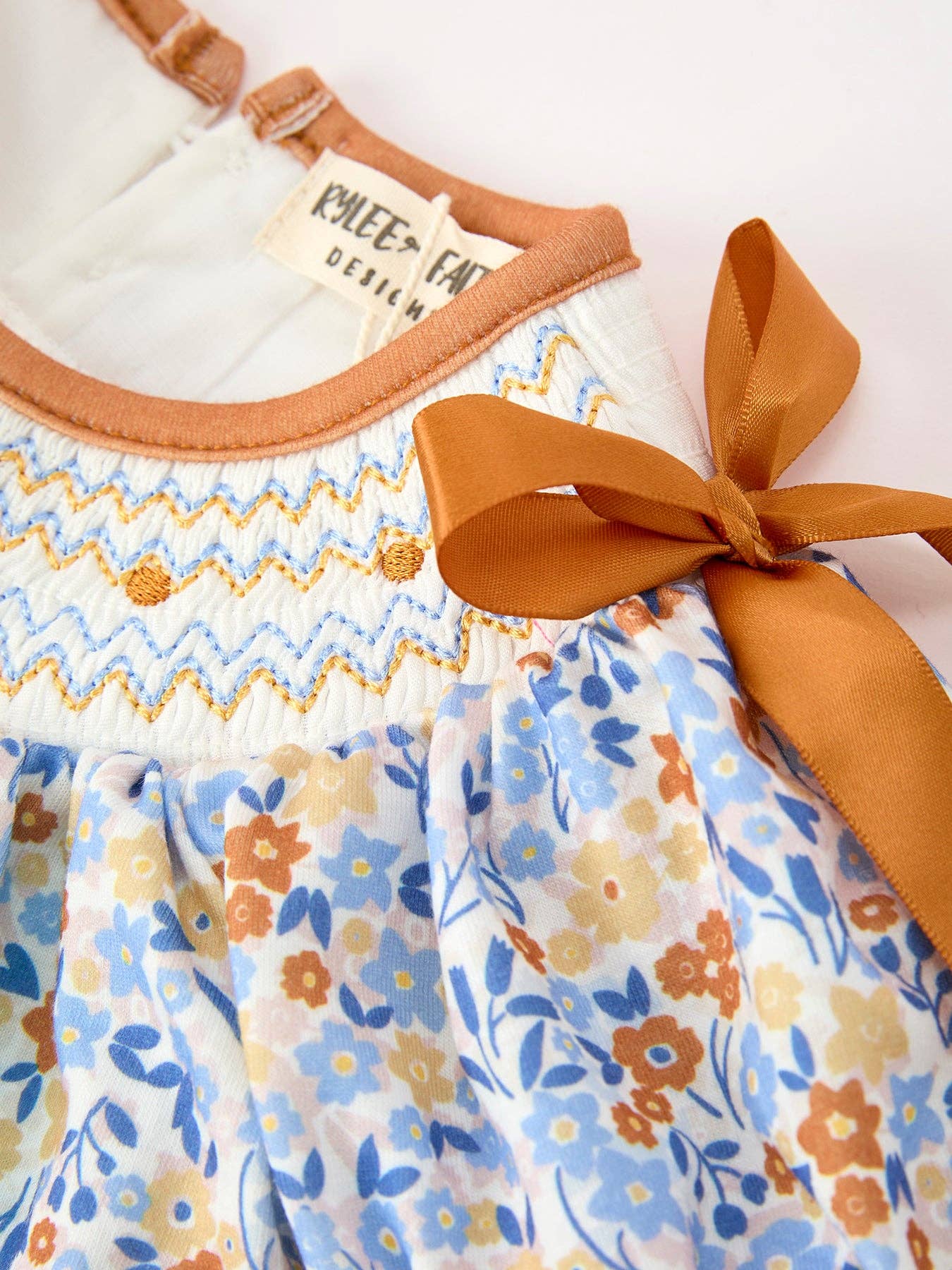 Rylee Faith Designs - Fall Floral Smocked Girls Bloomer Set