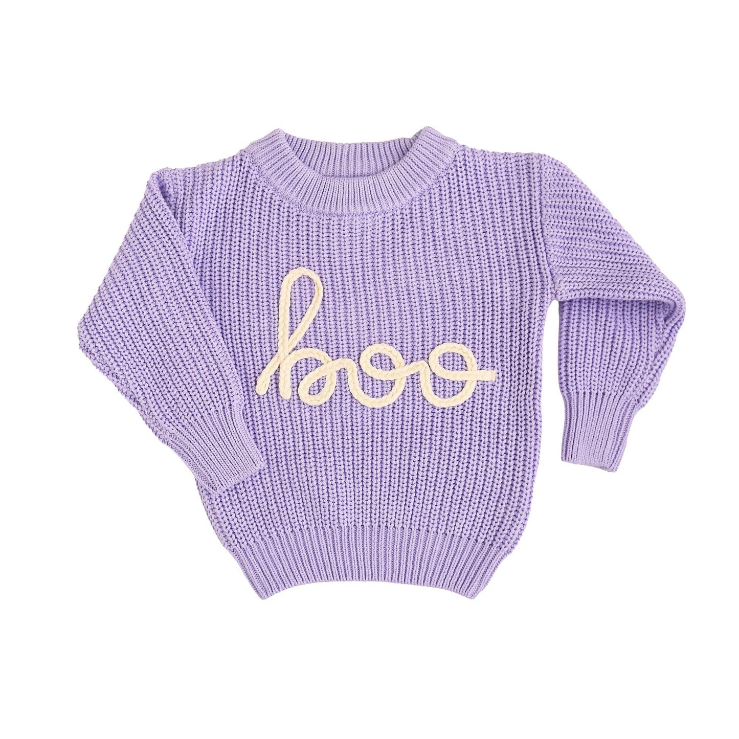 Boo Purple SWEATER Solid Knit Halloween