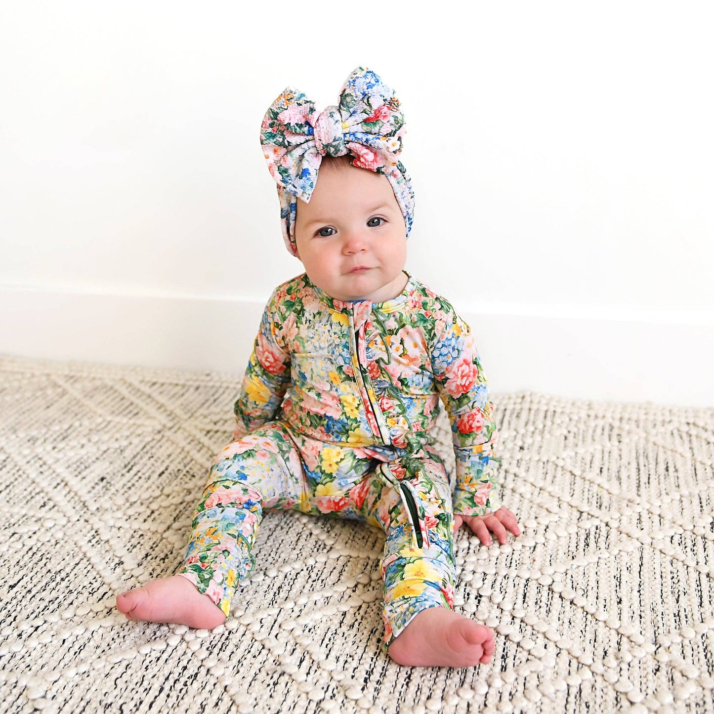 Joanna RUFFLE ZIP Bamboo One Piece Floral Baby Clothing