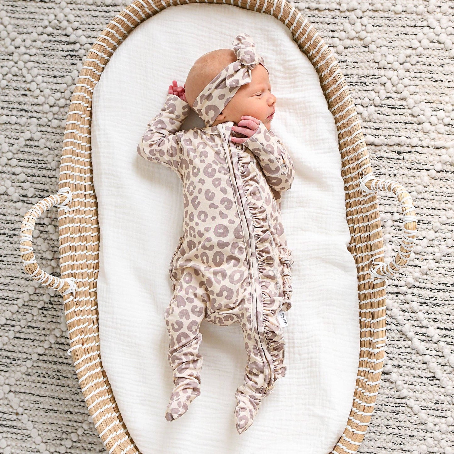 Gigi and Max - Amari Leopard RUFFLE ZIP Bamboo One Piece Baby Outfit