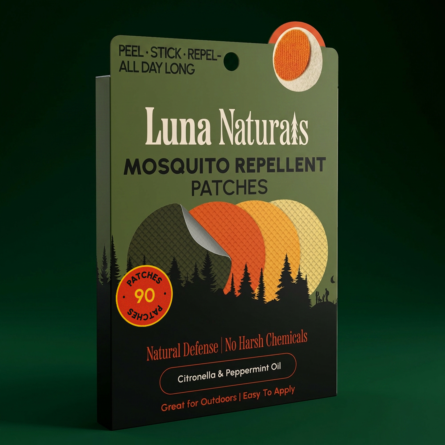 Luna Naturals - Mosquito Repellent Patches | Fresh & Herbal | 90 ct