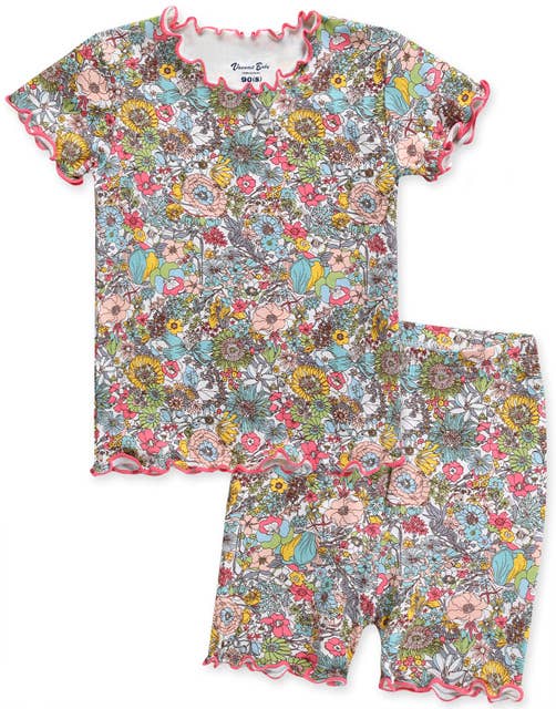 Shirring Floral Short sleeve Viscose Pajama