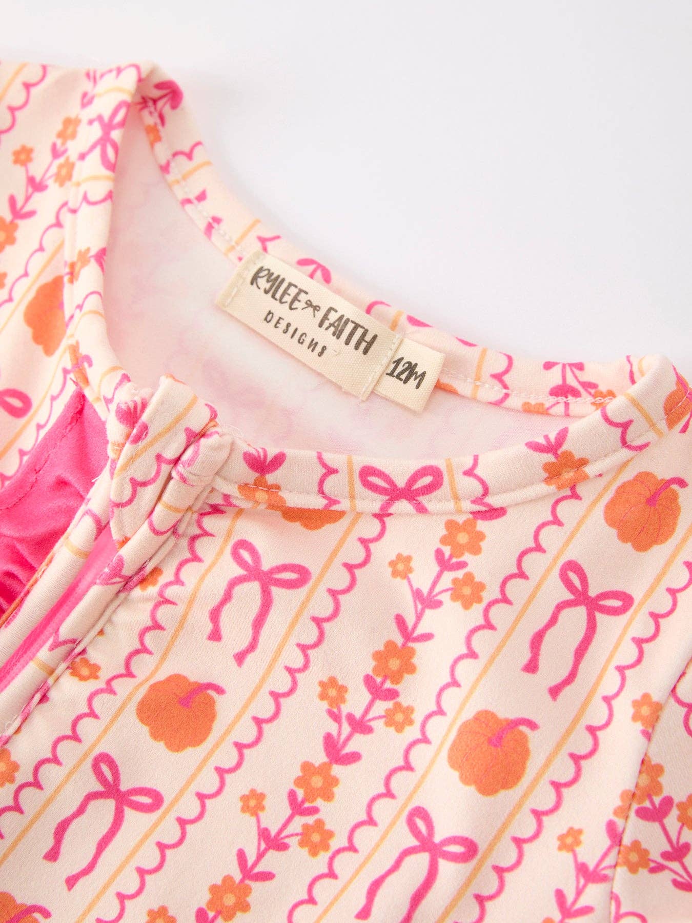 Rylee Faith Designs - Halloween Thanksgiving Pumpkin Bow Baby Sleeper