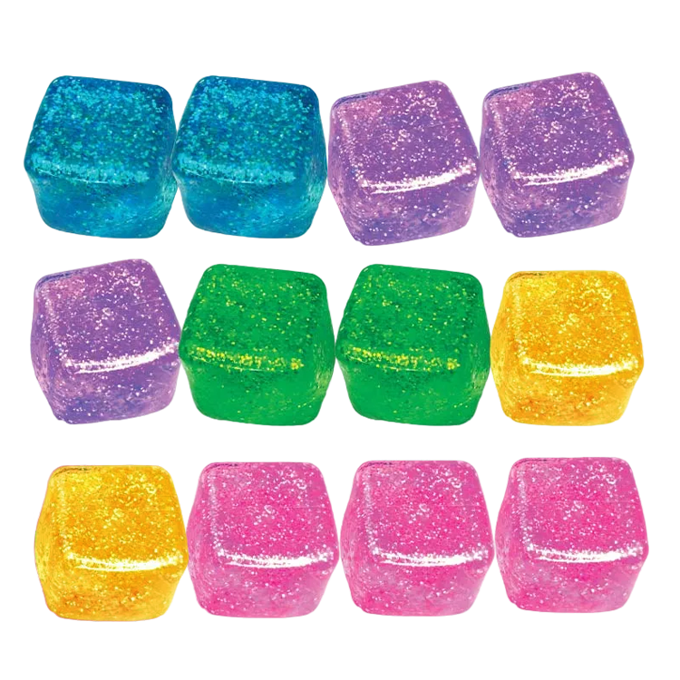 Novelty Brands - Fun Doh Squish & Squeeze Sparkle Cube Fidget Toy- 12/Display