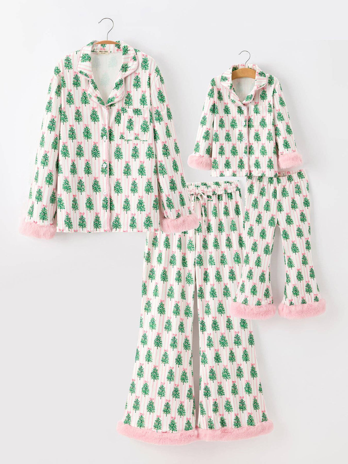 Mommy and Me Christmas Tree Print Pajama Set