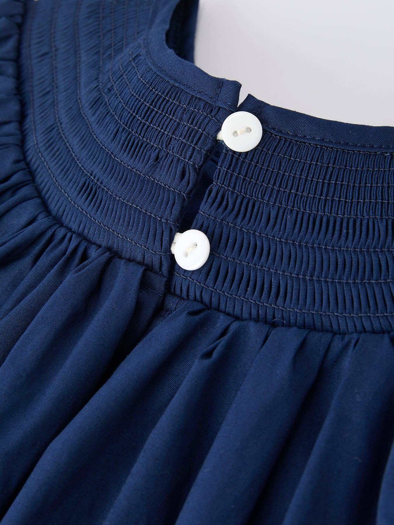 Rylee Faith Designs - Christmas Navy Blue Nativity Smocking Embroidered Dress