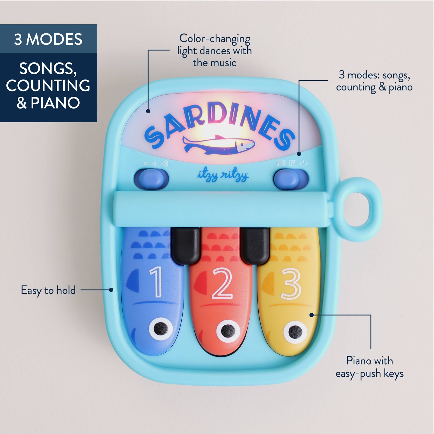 Itzy Ritzy - *NEW* Bitzy Tunes™ Sardines - Light-up Interactive Piano Toy