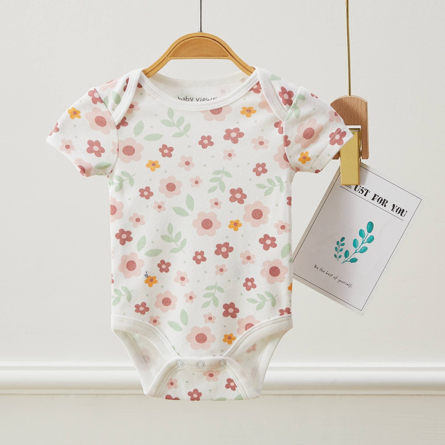 Pack of 3 Baby Girls Flower Pattern Bodysuits