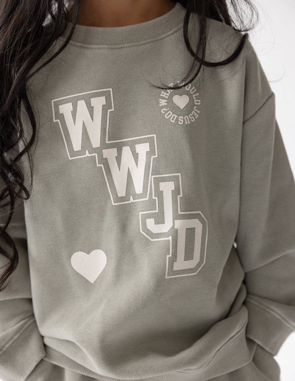 Elevated Faith - WWJD Varsity Kids Crewneck