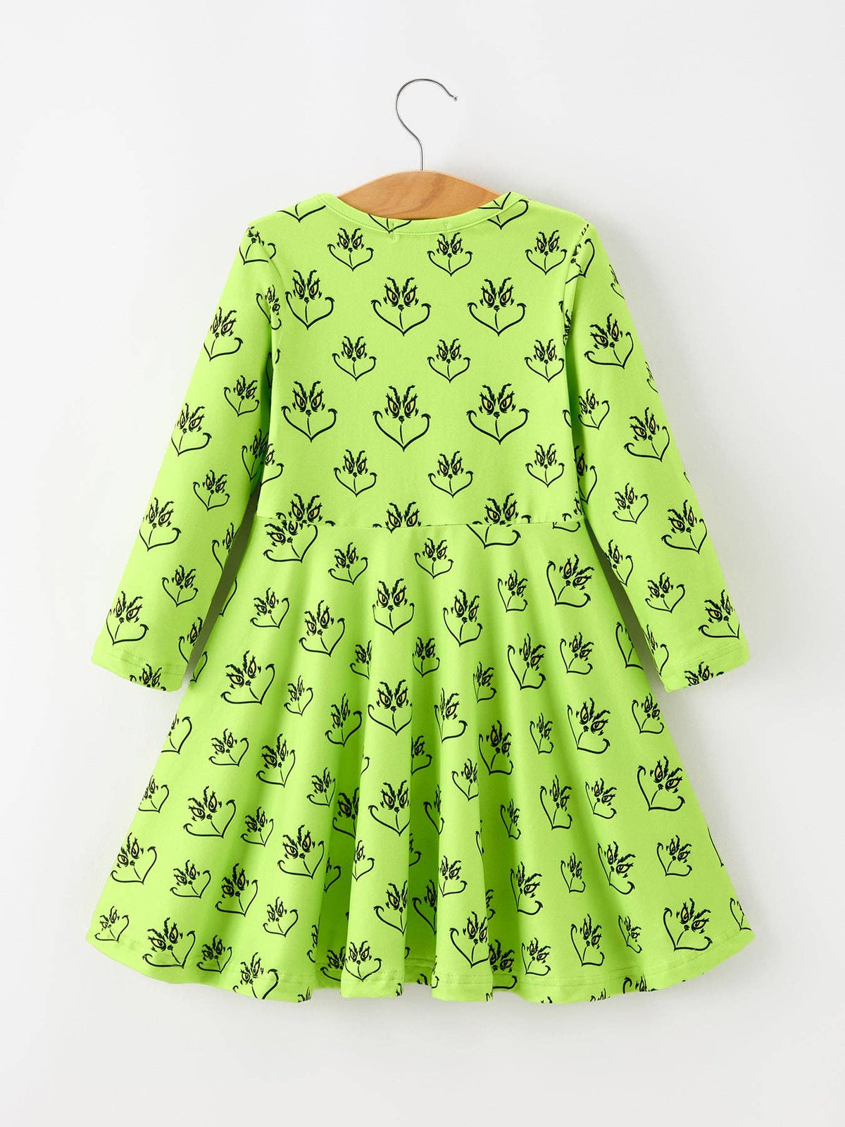 Christmas Abstract Face Print LS Twirl Dress