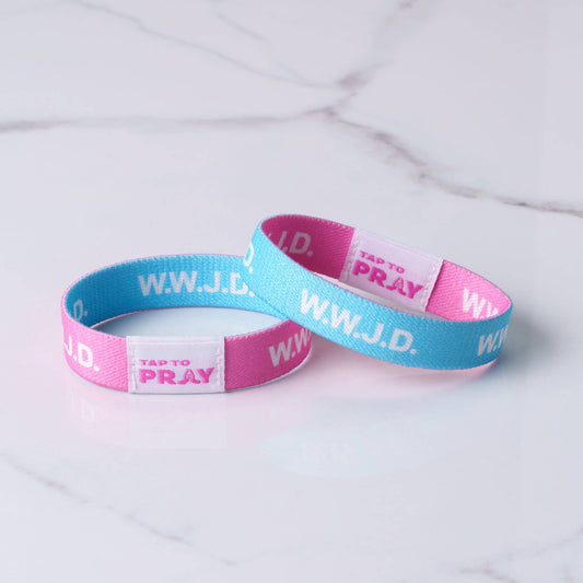 Versible - Tap To Pray™ Wristbands - Blue & Pink WWJD