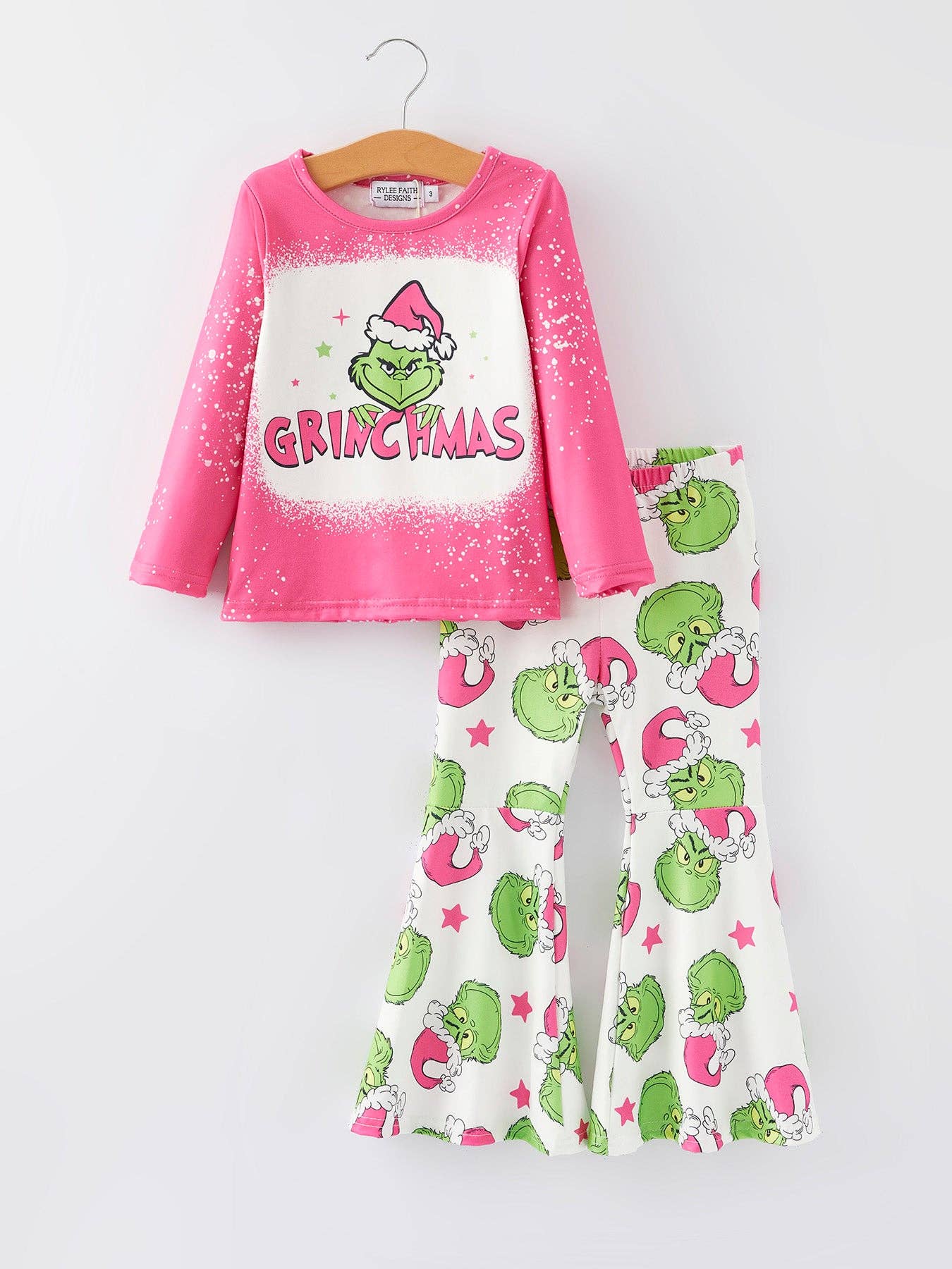 Christmas Girls Cartoon Print Outfit Set