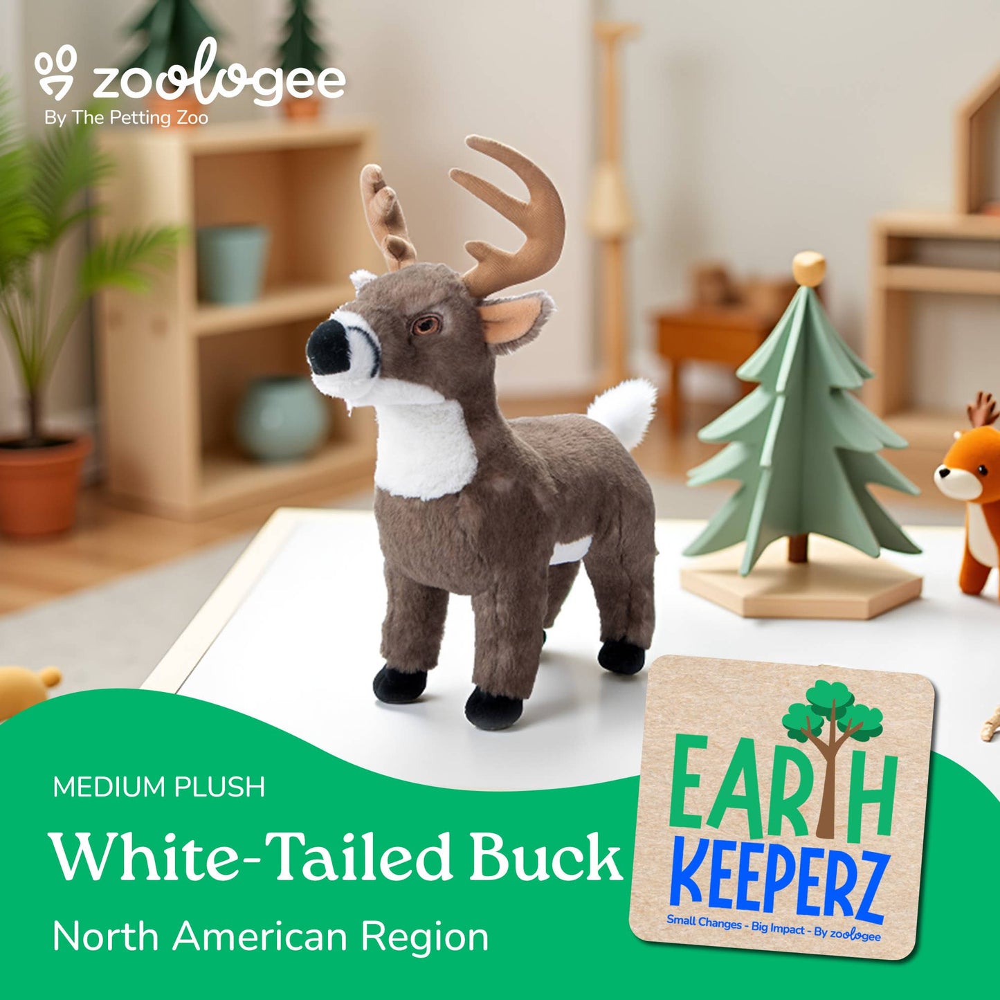 The Petting Zoo - Recycled Earth Keeperz White-Tailed Buck medium 12"