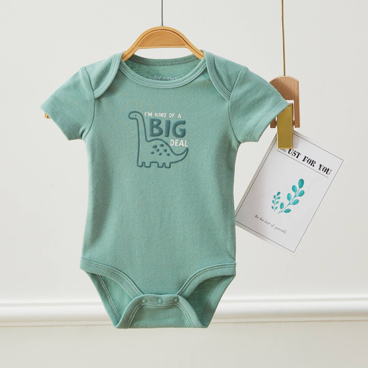 Pack of 3 Baby Boys Dinosaur Pattern Bodysuits Short Sleeve