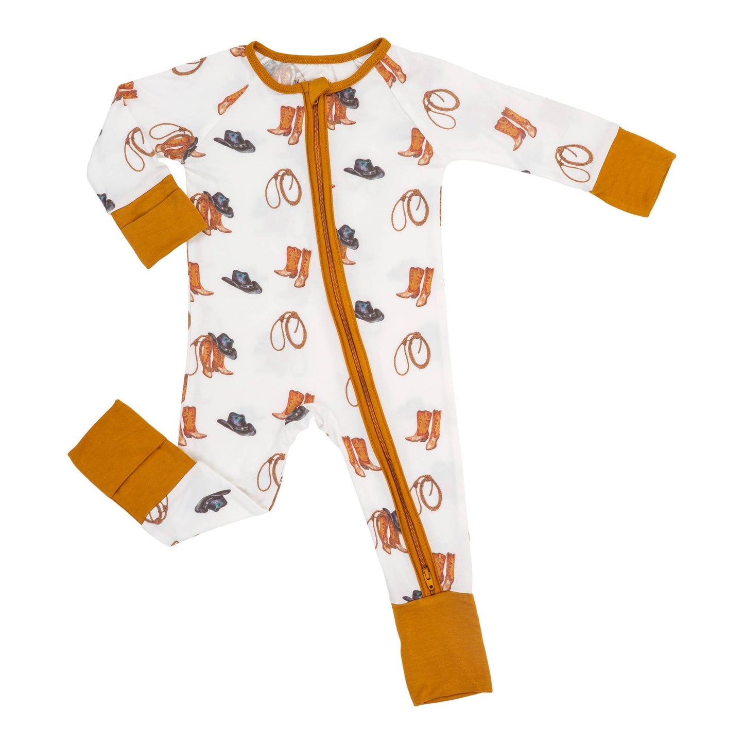 LollyBanks - Life Is Better In Boots  Baby Bamboo Pajamas, 2-Way Zipper