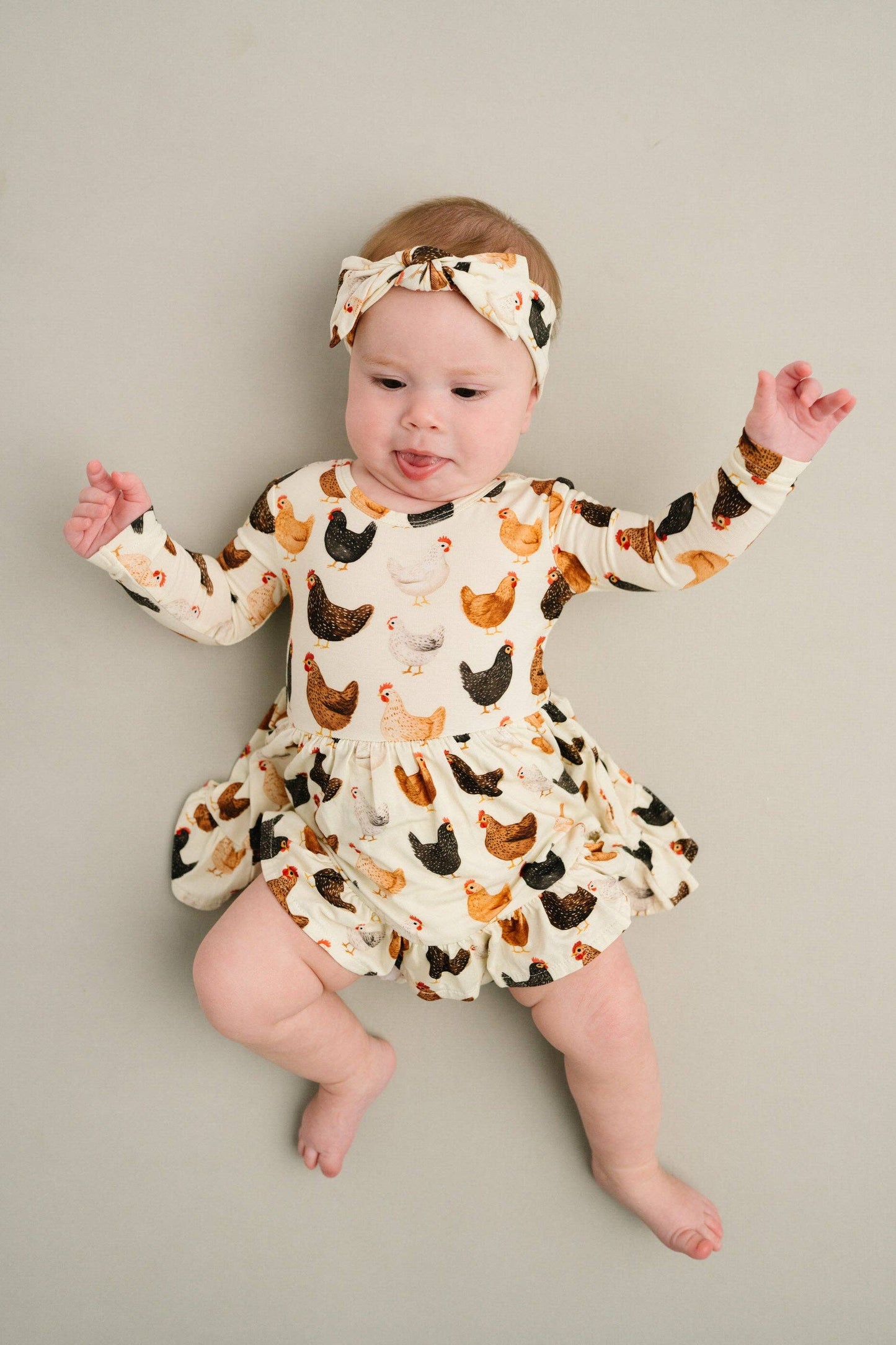 Little One Shop - Backyard Chickens Bodysuit Bamboo Dress