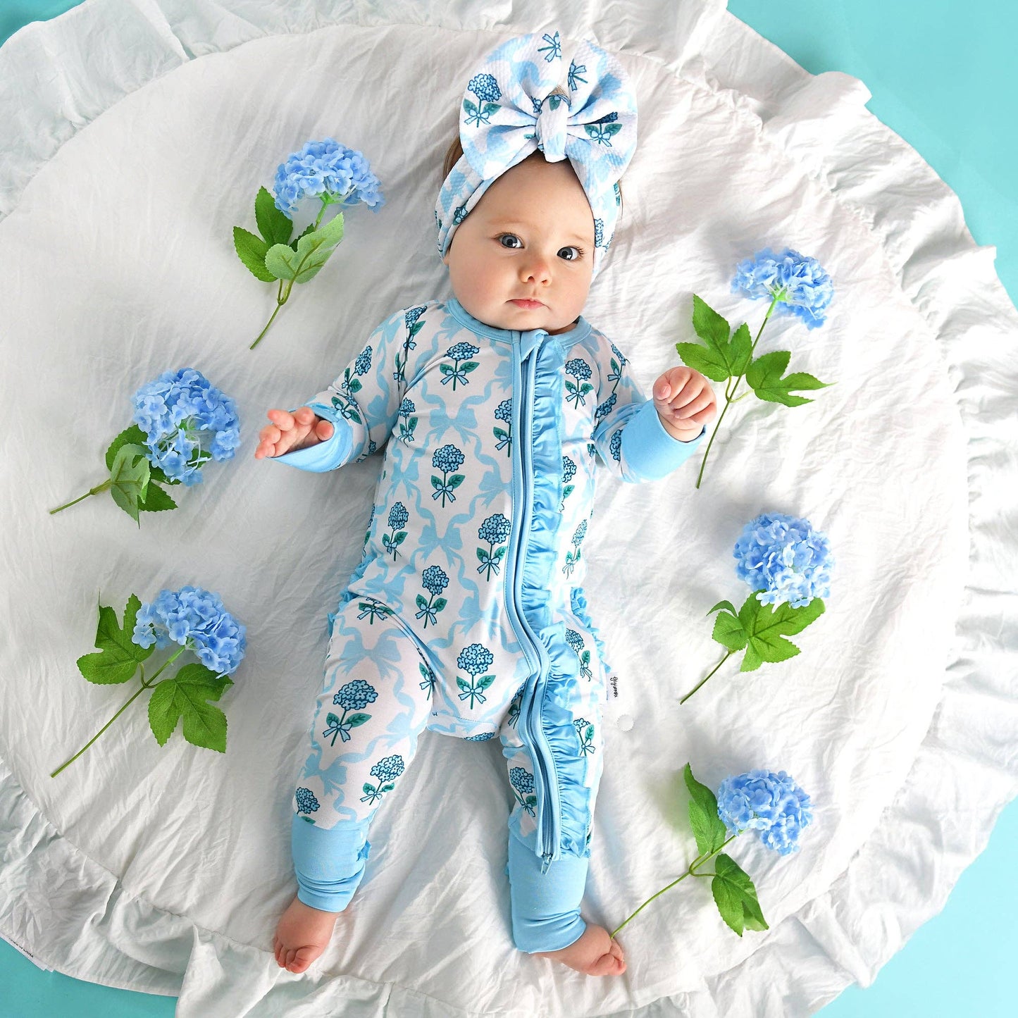 Savannah RUFFLE ZIP Bamboo One Piece Floral Baby Outf