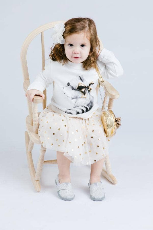 Raccoon Print Top with Black Star Tutu