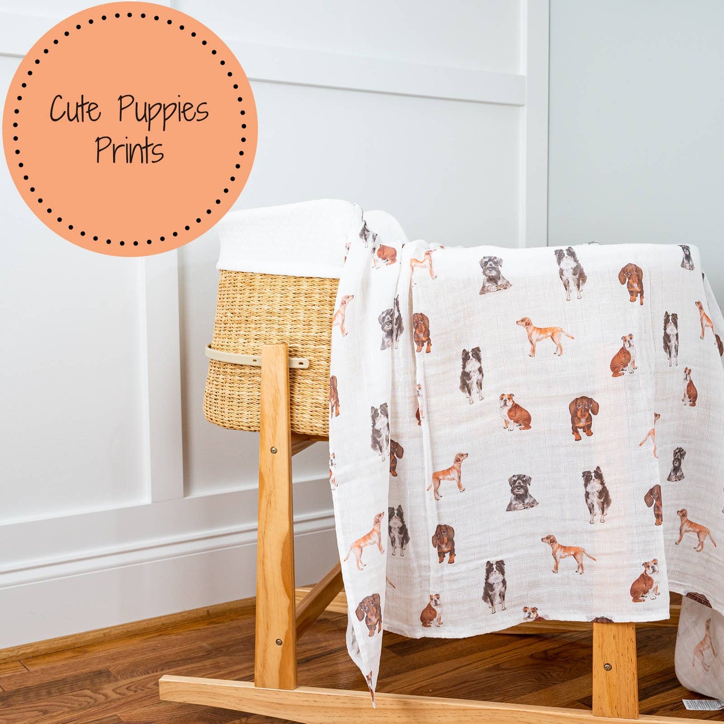 LollyBanks - Dog Print Baby Swaddle Blanket