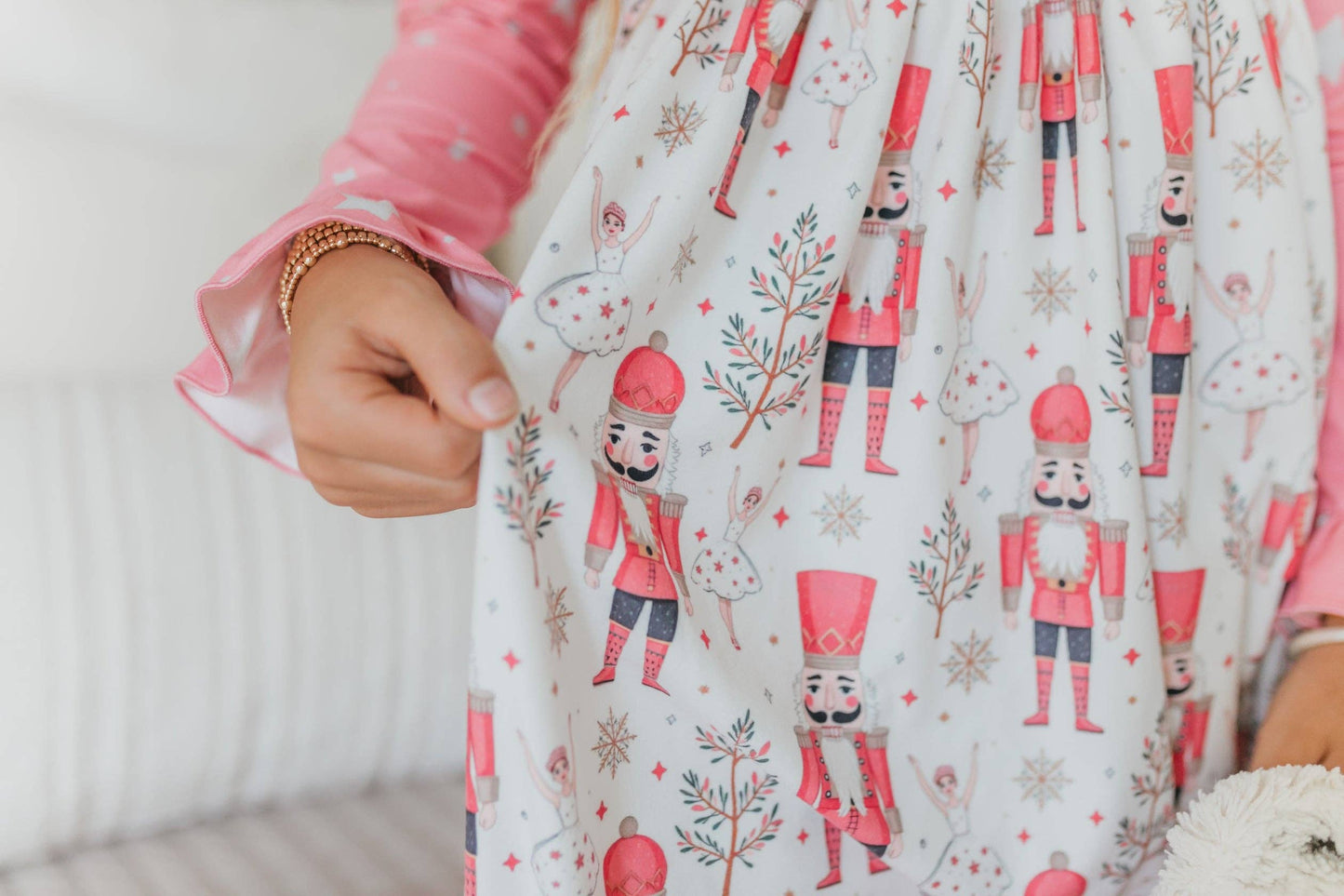 Oopsie Daisy - Girls Pink Star Nutcracker Christmas Holiday Lounge Gown