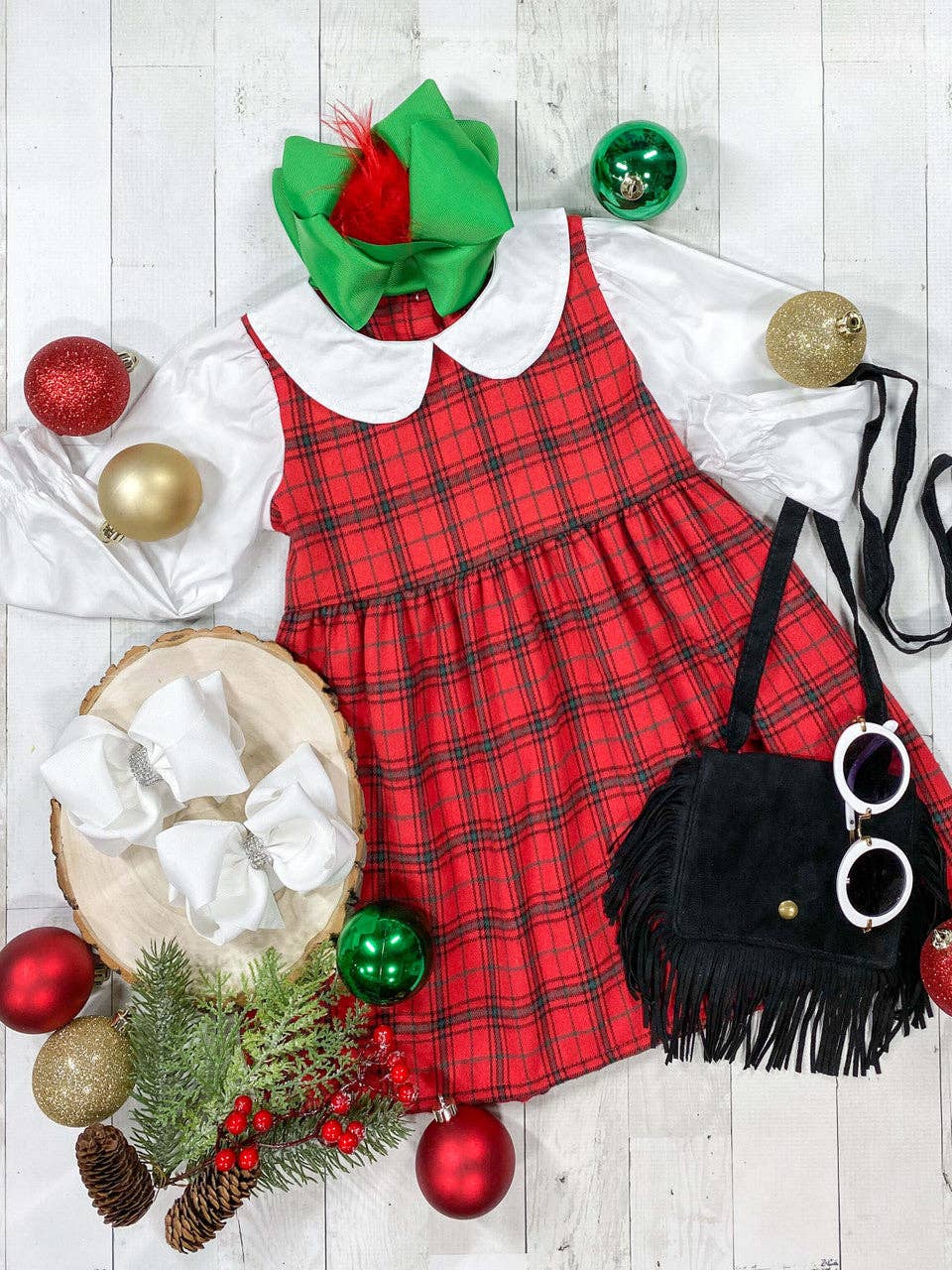 The Hair Bow Company - Classic Red Plaid Peter Pan Dress: Christmas 2025