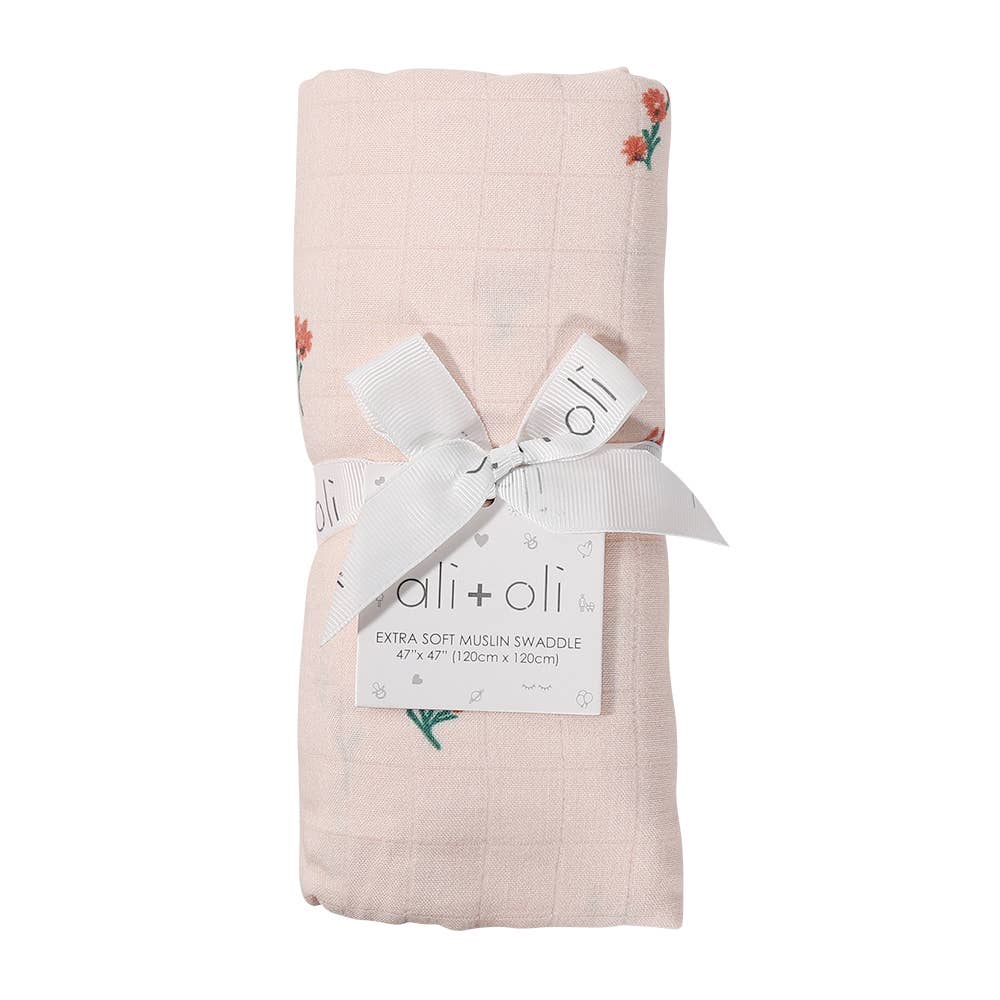 Ali+Oli - Bamboo Muslin Swaddle Blanket (Petite Posies)