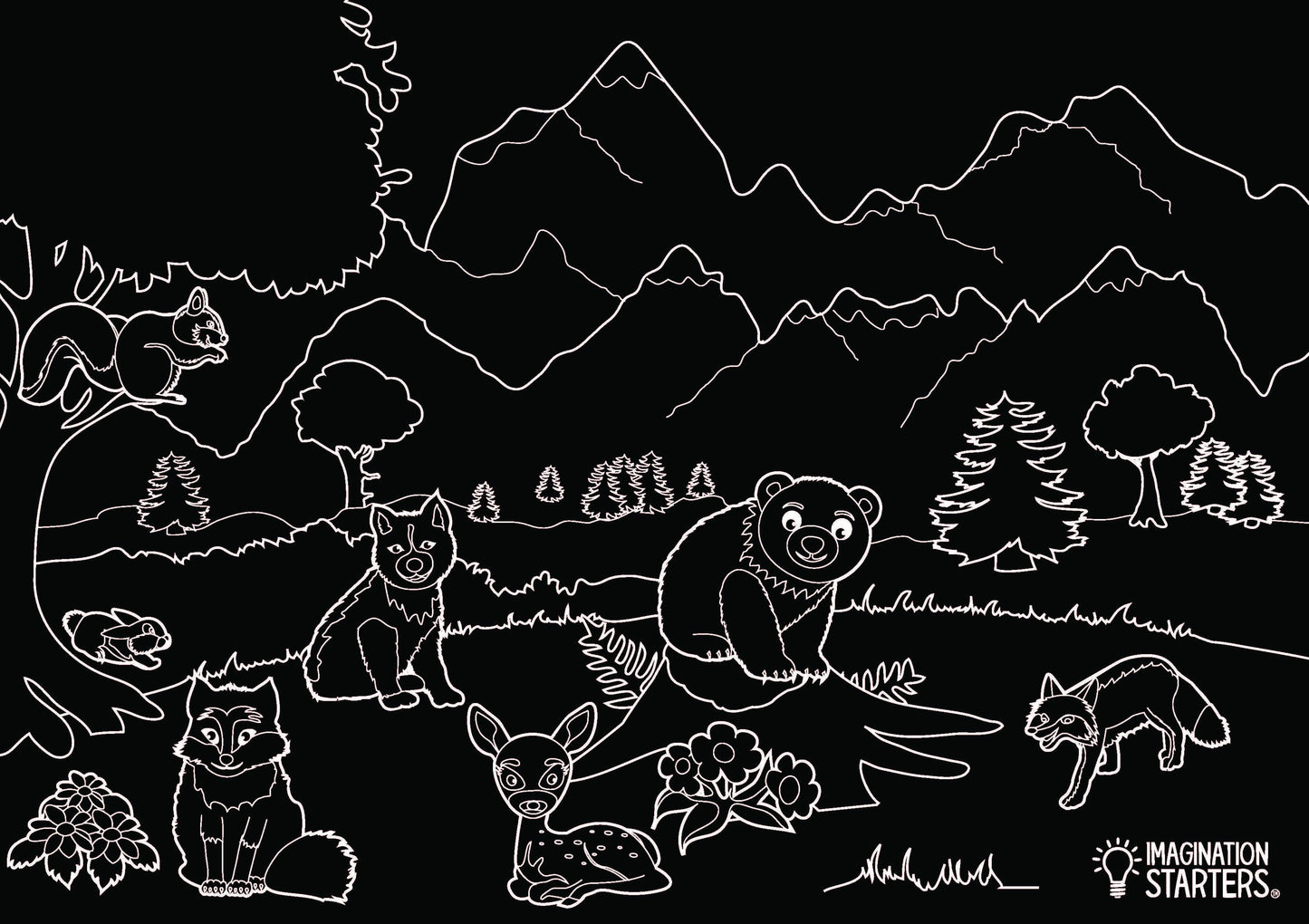 Imagination Starters - Reusable Coloring Placemat Wildlife 12x17