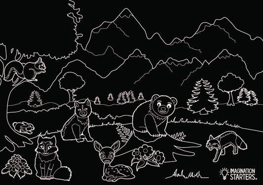 Imagination Starters - Reusable Coloring Placemat Wildlife 12x17