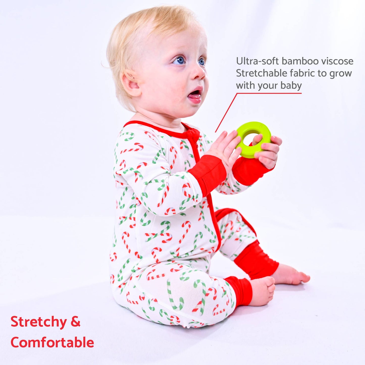 LollyBanks - Candy Cane Christmas Holiday Baby Bamboo Pajamas