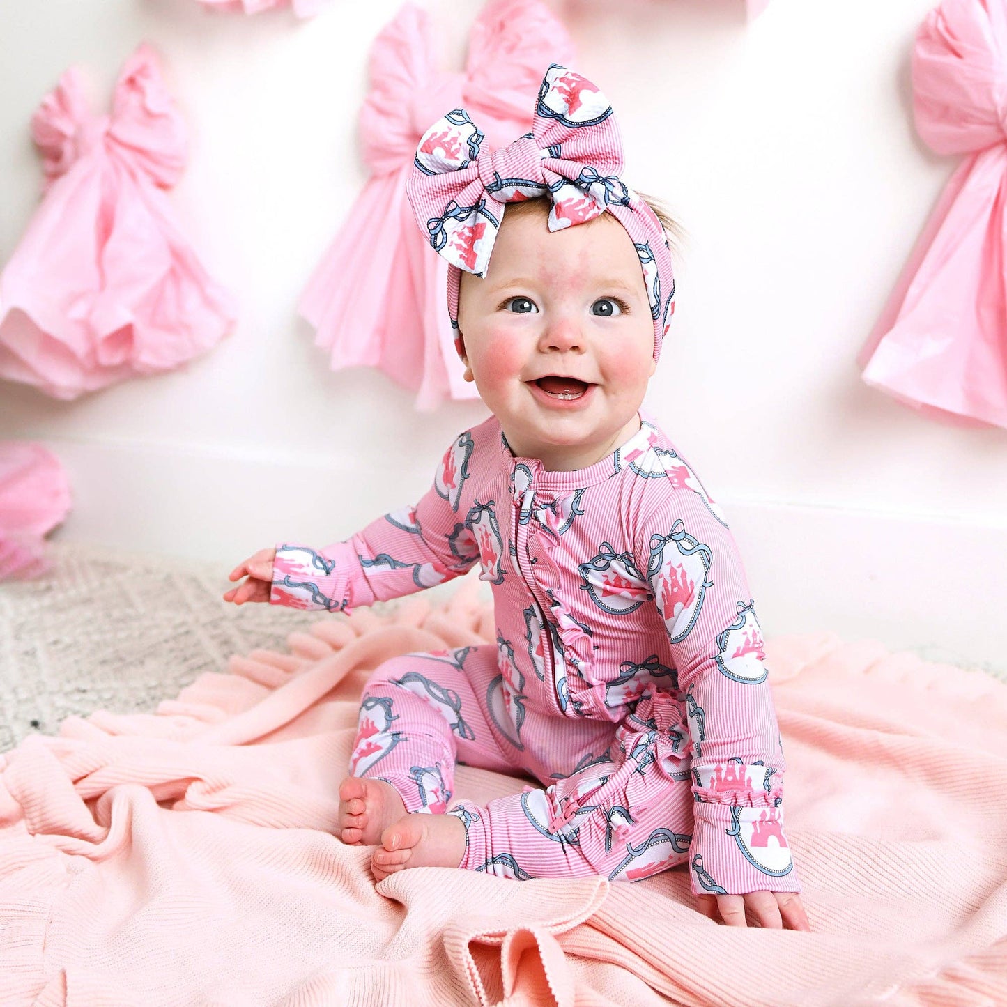 Maeve Castles RUFFLE ZIP Bamboo One Piece Baby Outfit