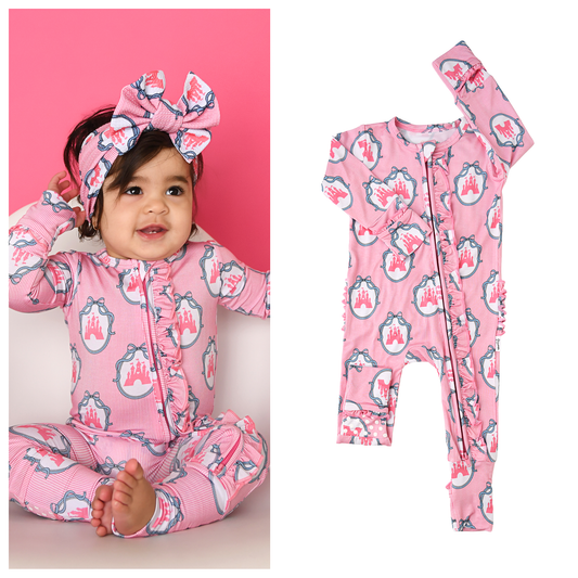 Maeve Castles RUFFLE ZIP Bamboo One Piece Baby Outfit