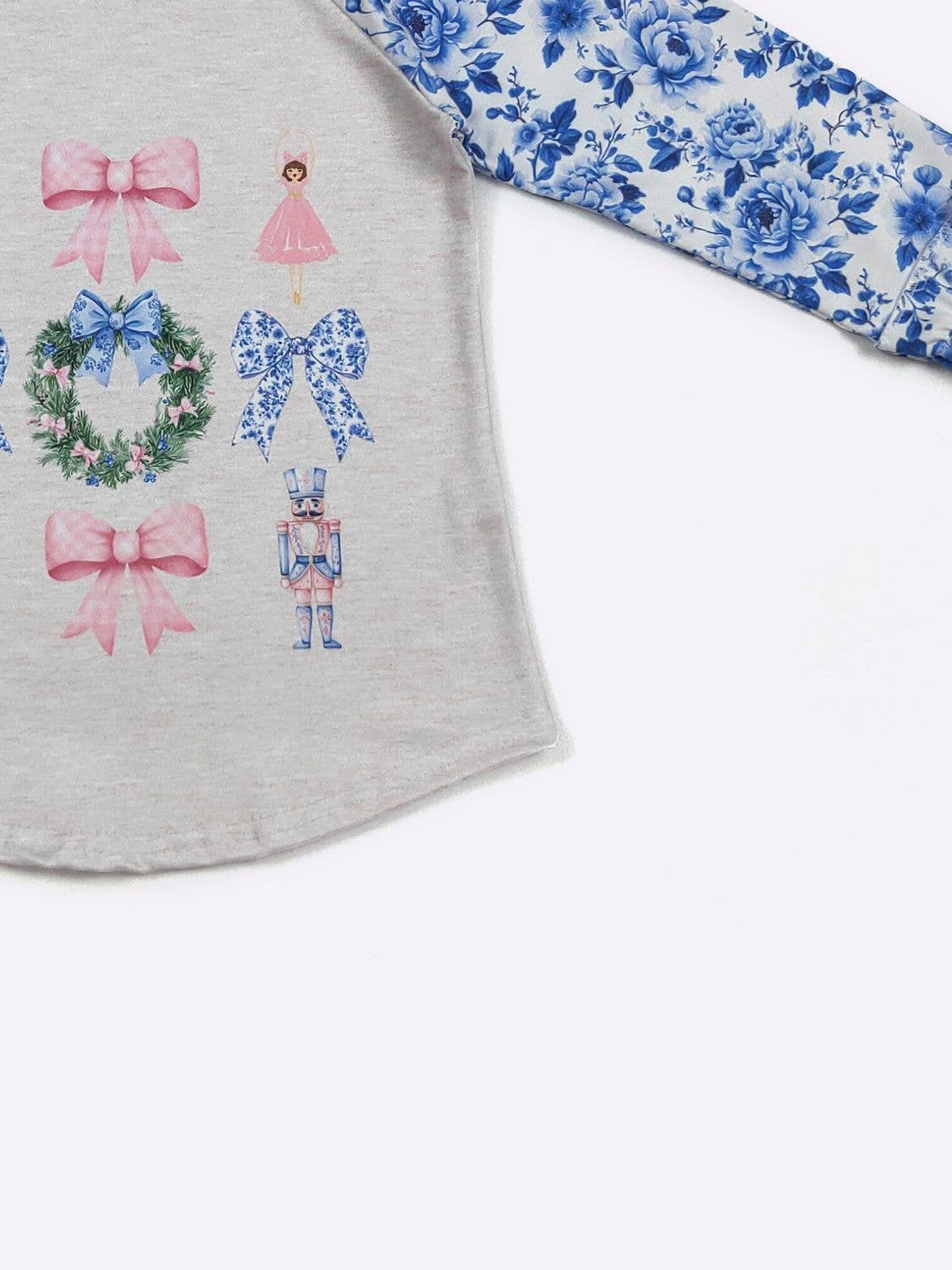 Clover Cottage - Blue Damask Nutcracker Raglan