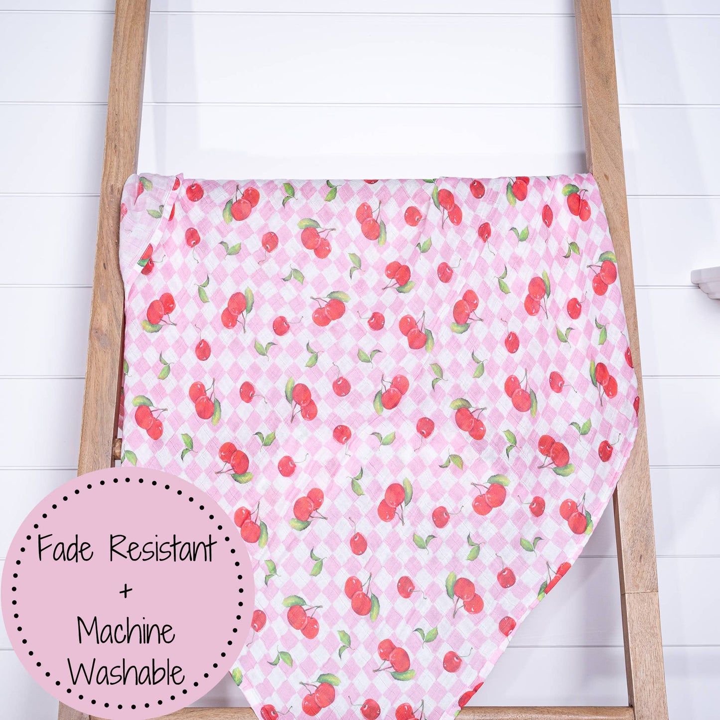 Baby Muslin Swaddle Blanket 47x47 Cherry on Top