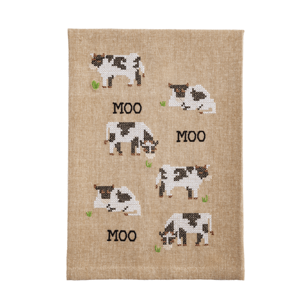 Cow Needlepoint Hand Towel