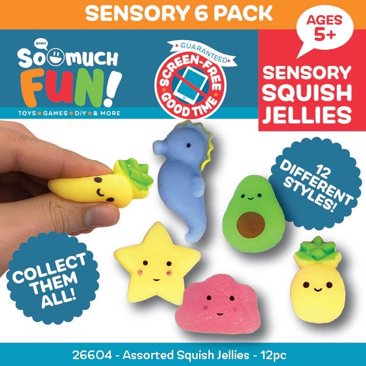 Novelty Brands - Squish Jellies Sensory Fidget Toy Assortment - 12/Display