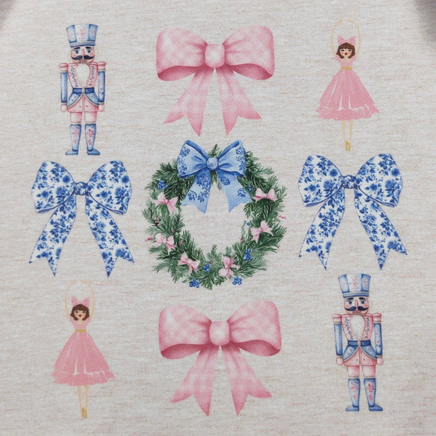 Clover Cottage - Blue Damask Nutcracker Raglan