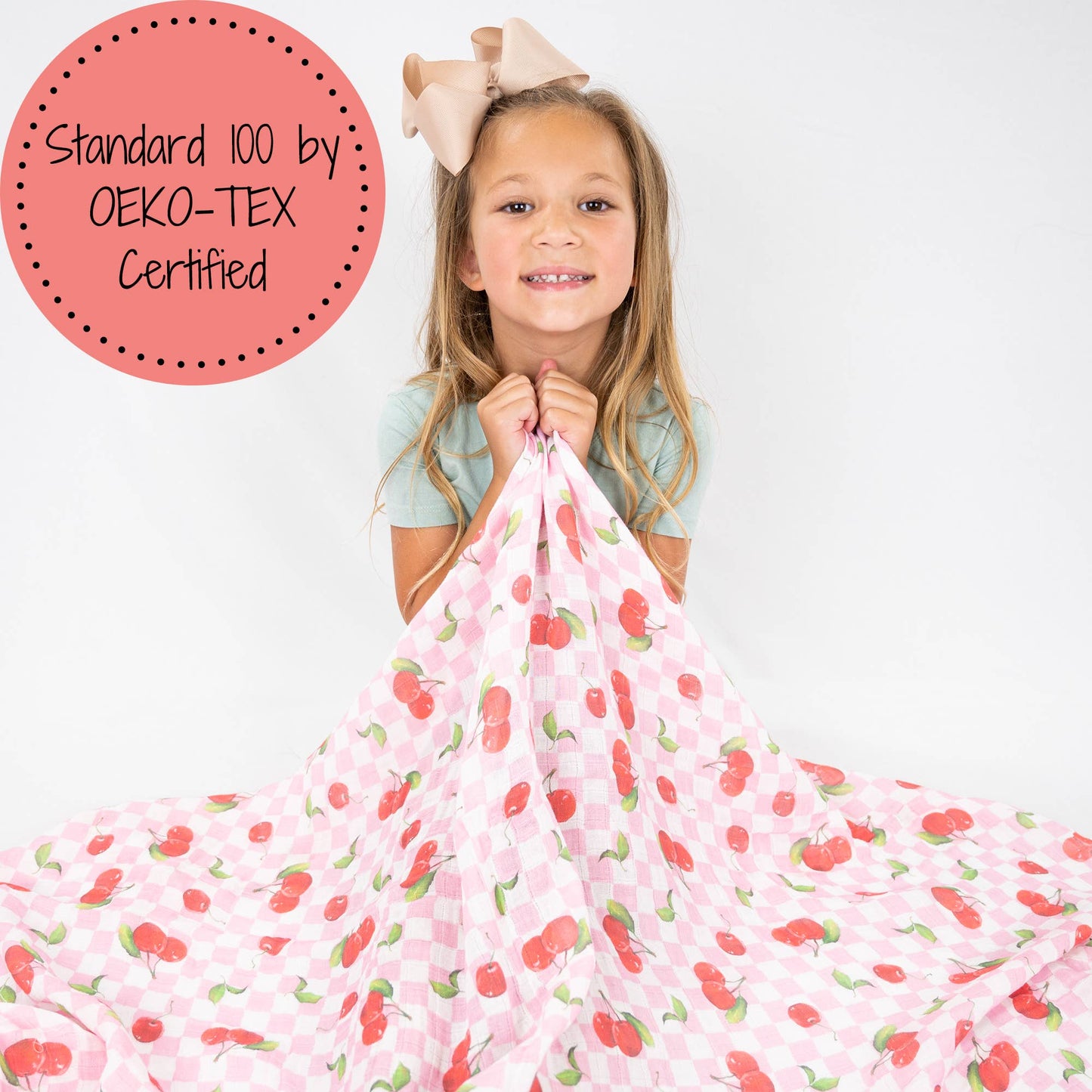 Baby Muslin Swaddle Blanket 47x47 Cherry on Top