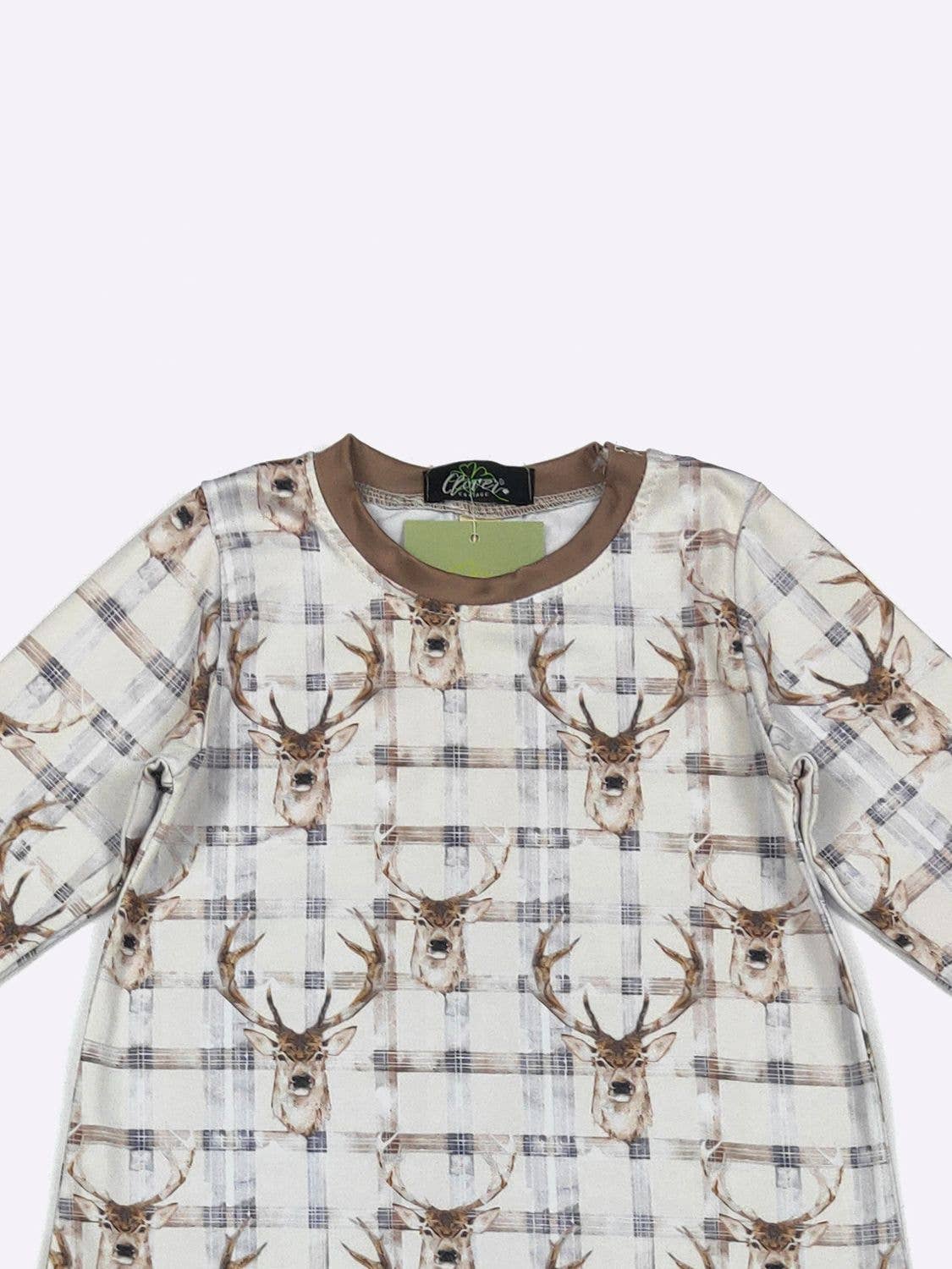 Plaid Deer LS Boy Romper